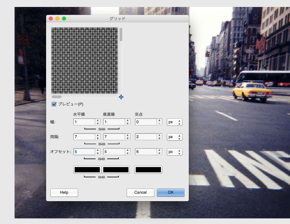 【GIMP】画像にグリッドパターンのフィルターを付加する方法
